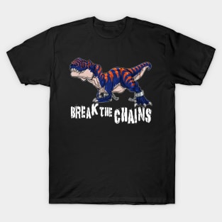 Funny Cartoon Tyrannosaurus Rex Break The Chains T-Shirt